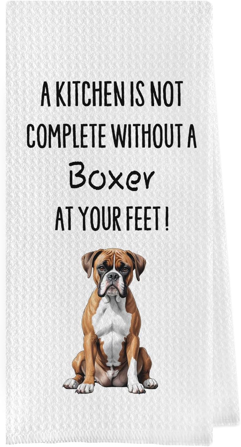 Geqtt Boxer Dog Dish Towels - Funny Gifts Decorative Waffle Weave Kitchen Hand Tea Towels (1624 Inches) - Image 1